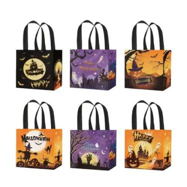 Imagem de Sacola de presente de Halloween, bolsa de caveira de abóbora não tecid