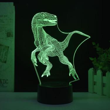 Imagem de Luz noturna LED 3D Jurassic Parks Dinossauros que mudam de cor - Yiwei
