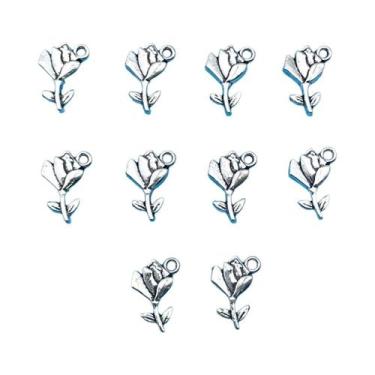 Imagem de Pingentes Pequenos De Liga Metálica Com Formato De Rosa Vintage Para F