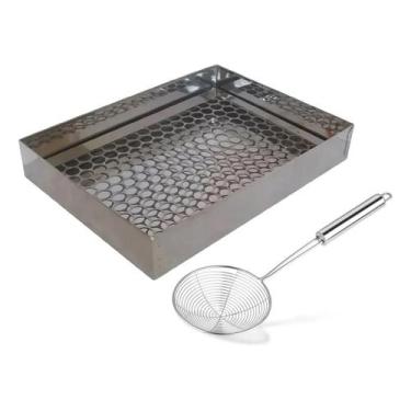 Imagem de Escorredor + Escumadeira De Inox Para Salgados Inox - Alfa Suportel