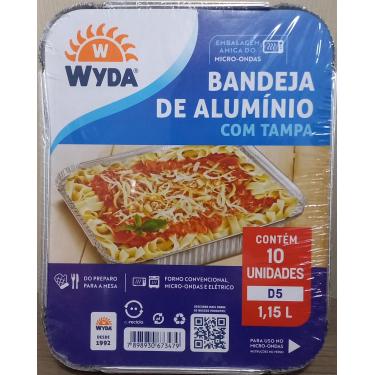 Imagem de Conjunto de Formas Retangulares Alumínio 1,15L 10 Peças Descartáveis com Tampa Papel Forno e Freezer