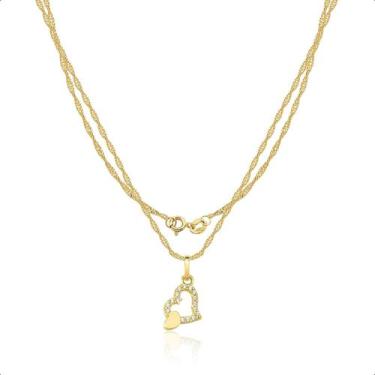 Imagem de Cordão Feminino Ouro 18k 750 Com 1 Pingente Coração - Paulistana Joias