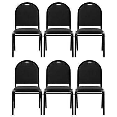 Imagem de Kit 6 Cadeiras Hoteleiras Auditório Empilhável Sintético Z33 Preto - M