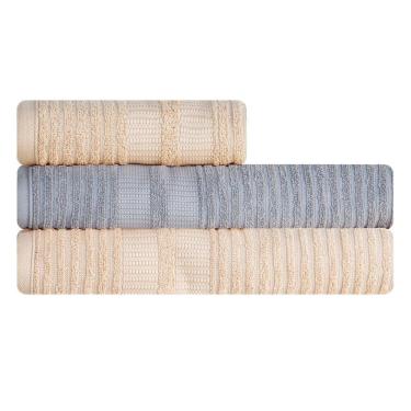 Imagem de Jogo de Toalha de banho grande Karsten Brisa 100% Algodão 430g/m² 3 peças 