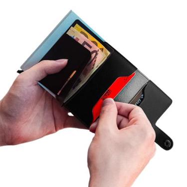 Imagem de Carteira Porta Cartão Masculina Pequena Mini Slim Automática - Hxt, Pr