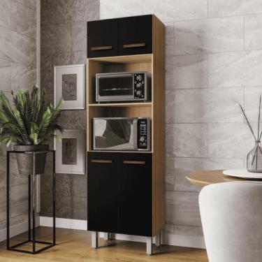 Imagem de Armário Vertical Para Micro-ondas E Forno - Mais de Casa, Savana Preto