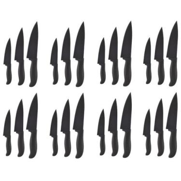 Imagem de 8 Conjuntos de Faca De Casa Churrasco Faqueiro Preto Buffet - UNIVENDA