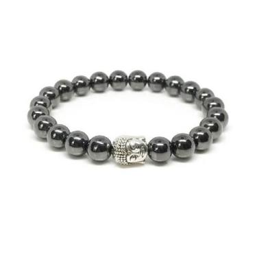 Imagem de Pulseira Buda Feita com Pedras Naturais - Onix e Metal - no-brand, Qua