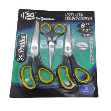 Imagem de Kit tesouras 3 unidades multiuso casa artesato papel - Multicoisa da P