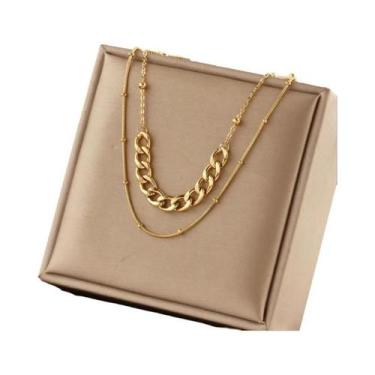 Imagem de Colar Punk Multicamadas 2 Em 1 Em Ouro Para Mulheres E Meninas DIEYURO