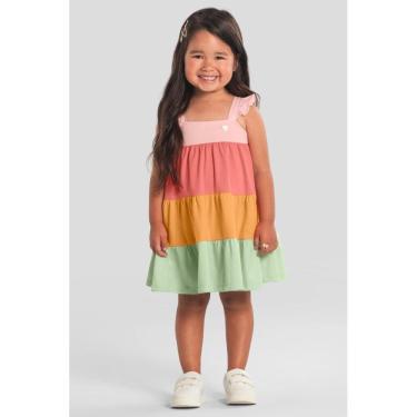 Imagem de Vestido infantil menina colorblock Brandili -Rosa