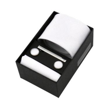 Imagem de Conjunto De Gravata Masculina De Luxo Em Cor Sólida Com Lenço De Bolso