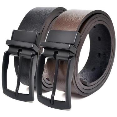 Imagem de Cinto Social Masculino Dupla Face Elegante Barato - RIJEERO, 90, Preto