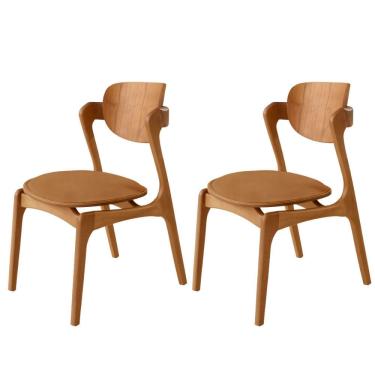 Imagem de Conjunto com 2 Cadeiras Madeira Solaris Gold Moderna Mobília
