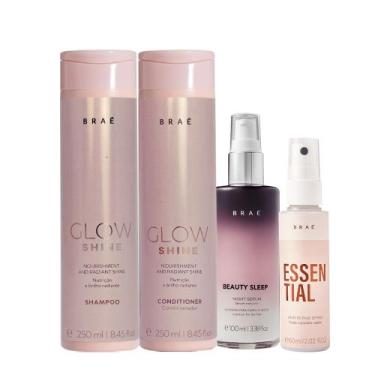 Imagem de Kit Braé Glow Shine Shampoo e Condicionador Beauty Sleep e Mini Essent