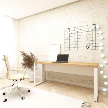 Imagem de Escrivaninha Escritório Home Office 1,70m X 0,70m com Pés em Metal Industrial Executive...