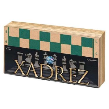 Imagem de Jogo De Xadrez Tabuleiro Em Madeira 40x40 Cm - Pais&filhos