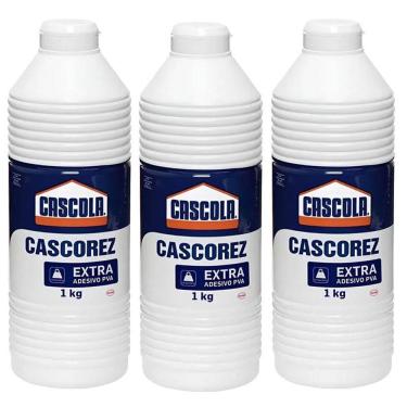 Imagem de Cola Líquida Branca Escolar Extra Forte 1kg 3 Unidades - Cascorez