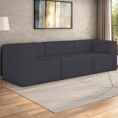 Imagem de Sofá Modulado Na Caixa 3 Lugares 231cm Espuma D33 Multimóveis CR45354 Grafite