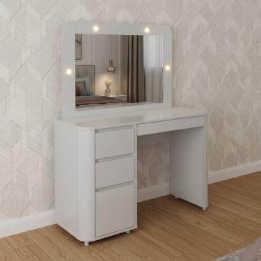 Imagem de Penteadeira Camarim Luxo Espelho e 3 Gavetas Organizadoras Design Moderno Maquiagem Pe2025 Branco Branco