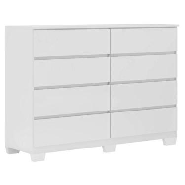 Imagem de Cômoda 8 Gavetas Sintra Branco Brilho Com Pés - Demóbile