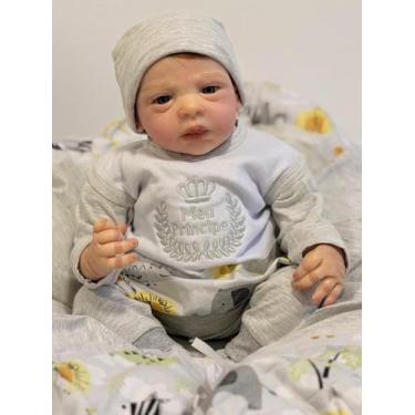 Imagem de Bebê Reborn Menino RecémNascido Realista Fofo Cabelo Fio a Fio, Corpo 