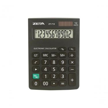 Imagem de Calculadora de Mesa Zeta ZT712 com 12 Dígitos para Escritório e Estudos Preto