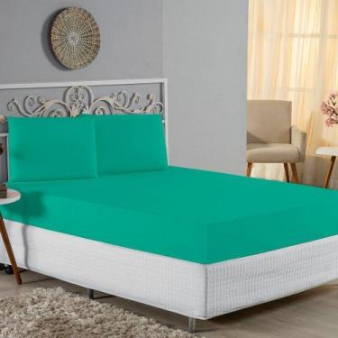 Imagem de Jogo de Cama Casal Viúva Nobre 3 Peças Malha 100% Algodão - Jade - ENX
