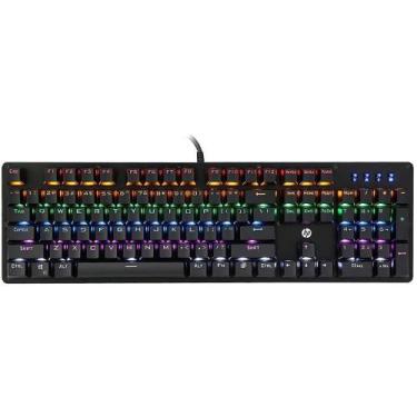 Imagem de Teclado Mecânico Gamer com fio USB GK100 Switch Blue c/ LED RGB - HP