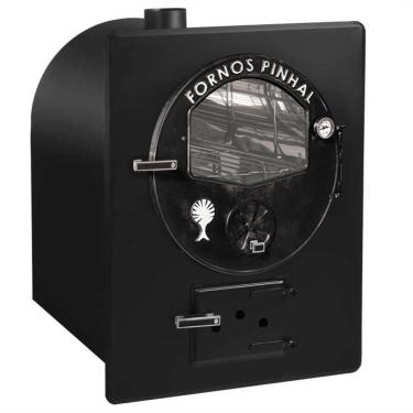 Imagem de Forno a Lenha de Embutir Inox Pinhal Preto com Chaminé Superior 115mm e Termômetro