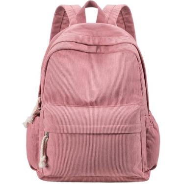 Imagem de Mochila Unineovo School para meninas adolescentes corduroy rosa 15,6 p
