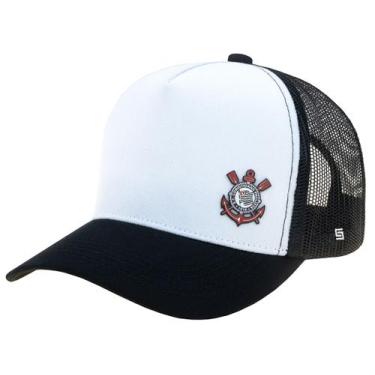 Imagem de Boné Corinthians Licenciado Bordado Trucker Supercap 37837, Branco