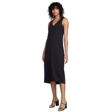 Imagem de Vestido Midi Reto Decote V Em Viscose DZARM, Preto, PP