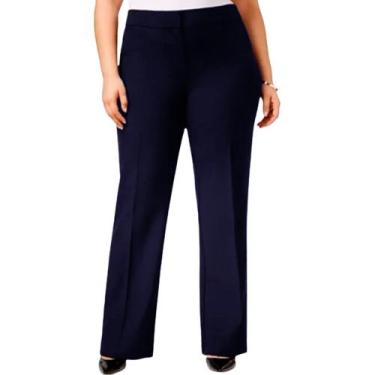 Imagem de Calça Feminina Social Plus Size, Alfaiataria, Até 58 - Moda GG, Azul m