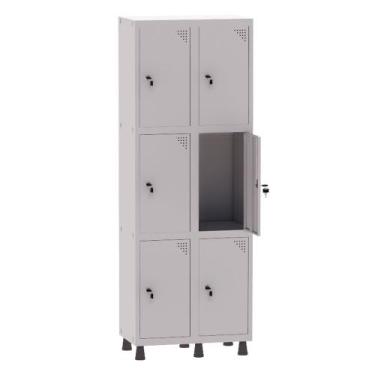 Imagem de Armário Guarda Volume Locker Roupeiro 2 Vãos 6 Portas Aço GRF502/6 Cin
