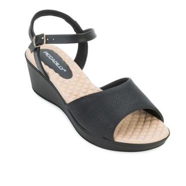 Imagem de Sandália Piccadilly Slide Anabela Super Leve 540371 Preto, 38, Preto