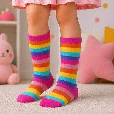 Imagem de Meia Duck Galochita Menina Infantil com Desenhos Coloridos Cor:Listras