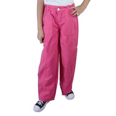 Imagem de Calça Infantil Feminina Dipopini Jeans Wide Leg Rosa - CIF22, 06, Rosa