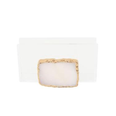 Imagem de Porta Guardanapo De Acrílico Com Pedra Quartzo - Charm Decor Stones