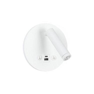 Imagem de Arandela Astraled Dalo Led Redonda com USB e USB C, 3000k, Luz amarela
