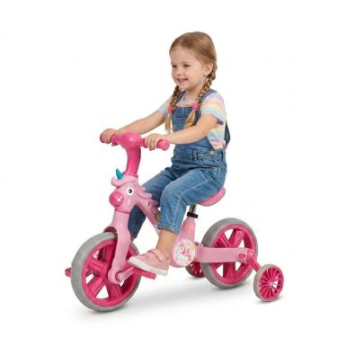 Imagem de Bicicleta Infantil Unicórnio Candy com Rodinhas para Crianças a Partir de 1 Ano Rosa Unitoys