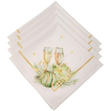 Imagem de Kit Guardanapo de Tecido Celebra de Natal Poliéster Oxford 40cmx40cm 4