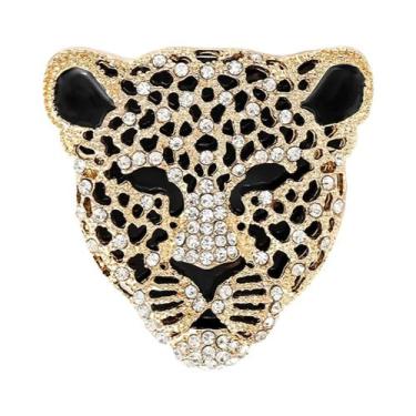 Imagem de Broche Unissex Feminino De Leopardo Com Strass, Pin De Esmalte Criativ