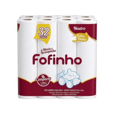 Imagem de Papel Higiênico Folha Dupla Neutro 30x10 Fofinho 32 Rolos
