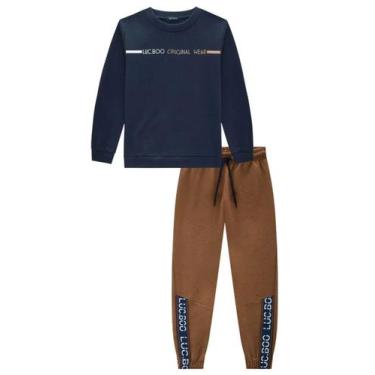 Imagem de Conjunto Menino Blusa Moletom e Calça Jogger Luc.Boo, Azul marinho, Ma