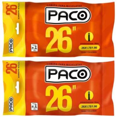 Imagem de 2 Câmara De Ar Paco Para Bicicleta Aro 26 Válvula Americana
