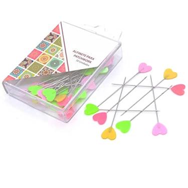 Imagem de Levolpe Alfinete de Patchwork com Cabeça de Coração, 50 Unidades, Metal Niquelado