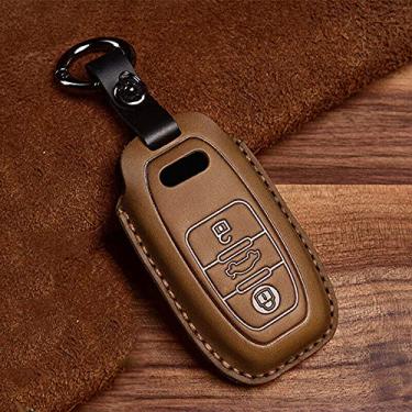 Imagem de WSWJDW Couro remoto masculino feminino porta-chaves porta-chaves capa porta-chaves anel porta-chaves, adequado para Audi A1 A3 A4 A5 Q7 A6 C5 C6, B marrom