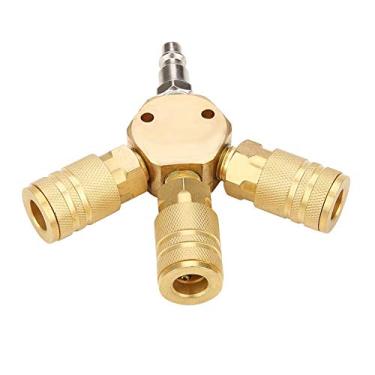 Imagem de Acoplador rápido pneumático, forma de T de 1/4 "T Conector em T de três vias Ar Gás Acoplamento rápido pneumático Conexão para tubo roscado e mangueiras