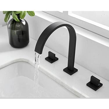 Imagem de Torneira Luxo Banheiro Pia Duplo Comando Quente Fria Preta